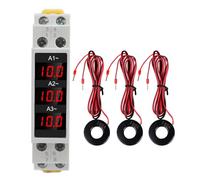 BAFOVY Ampèremètre triphasé, indicateur LED Rail DIN, AC80-500V 1-100A | Moniteur de courant numérique, affichage précis, boîtier compact, industrielle, montage standard