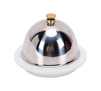 BAFOVY Beurrier élégant en Céramique avec Couvercle en Forme de Dôme en Acier Inoxydable pour Cuisine, Table à Manger, Fête, Service de Confiture de Fromage, Desserts (Haut doré)