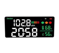BAFOVY Décibelmètre, Compteur de Bruit à écran LED 11 Pouces, 30 à 130 DBA, Sonomètre de Bureau Mural avec Horloge de Température et d'humidité pour Salle de Classe, Studio, Usine, Maison