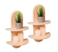 BAFOVY Étagère Murale Bohème Flottante Suspendue 34,6 X 12 Cm, étagère Décorative en Bois avec Design en pour Salon Chambre (Brun Clair)