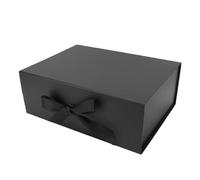 BAFOVY Grande Boîte-cadeau à Couvercle Magnétique, Boîte D'emballage de Cadeaux Noire, Design Élégant Nœud Ruban Durable et Polyvalent, Dimensions 13,19x10,04x5,12 Pouces Pour