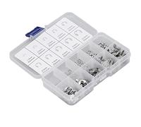 BAFOVY Kit d'assortiment de 200 Clips E en Acier Inoxydable, Circlips de Retenue Externes M1,5 à M10, Bonne Résistance à la Tension pour Roulements, Engrenages, Poulies, Axes, Arbres, Utilisation en