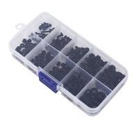 BAFOVY Kit d'assortiment de Rondelles d'écrous à Vis en Nylon, 270 Pièces, Attaches Durables en Plastique pour Projets de Quincaillerie M2 M2.5 M3 M4 M5 (Jeu de vis en nylon noir 270pcs)