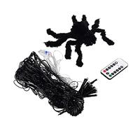 BAFOVY Lumière de Toile d'araignée USB LED Halloween Toile d'araignée avec 70 LED Oranges 8 Modes 'éclairage Éclairage de Décoration 'araignée Noire étanche pour Mur de Porche de Maison de Fête