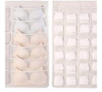 BAFOVY Organisateur de Soutien-Gorge Suspendu, Organisateur de Rangement de sous-vêtements en Tissu Oxford, Conception de Poche Respirante Double Face de Grande capacité pour Le Rangement de (Beige,