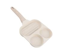 BAFOVY Poêle à Crêpes en Alliage d'aluminium 3 en 1, Poêle à Frire Antiadhésive à 3 Sections avec Manche en Bois pour œufs, Bacon, Steak, Omelette, Cuisine à Domicile, Petit-déjeuner (Cuisinière à