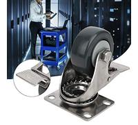 BAFOVY Roue Universelle de Frein, Pivotante en Polypropylène de 1,5 Pouces avec Support en Acier Inoxydable 304, Charge de 30 Kg, Roulement Silencieux pour Chariots, Palettes, Chariots Logistiques