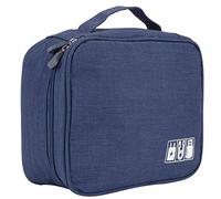 BAFOVY Sac de Rangement pour Organisateur électronique, Pochette de Rangement pour Câbles en Tissu Cationique 24,5 X 18,5 X 10 Cm avec Compartiments Réglables, Poches en Filet pour Voyage, Bureau,