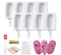 Bafutayawa Zosutetoxo Moules à Cakesicle en Silicone Set de 2 Moules à Bâtonnets Glacés Cake Pop avec Bâtonnets en Bois et Sacs Moule en Silicone pour Lollipop Dessert Blanc