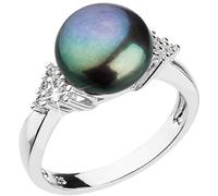 Bague en argent avec perle de rivière foncée et zircones 25002.3 - Compas : 58 mm