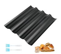Baguette mold 4 empreintes, acier carbone antiadhésif pour four | Moule à baguette 38x32,5 cm pour préparer 4 baguettes maison, plaque de cuisson antiadhésive pour pain et pâtisserie