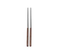 Baguettes Baguettes en acier inoxydable avec manche bois, 5 paires pour Un Usage Quotidien