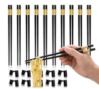 Baguettes Chinoises et Japonaises avec 10 Supports d'Aide - Baguette en Alliage Antidérapante Réutilisable - Kit d'Apprentissage Enfant & Adulte - Idéal pour Sushis, Ramens et Cuisine Asiatique