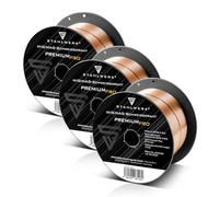 Baguettes de soudage STAHLWERK MIG/MAG Ø 1,0 mm acier SG2 ER70S-6 sur rouleau D100 de 1 kg avec mandrin de 16 mm usage universel jeu de 3 pièces