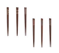 Baguettes Japonaises Lot de Set en Bois Réutilisables, 6 Paires | Style Japonerie Classique, Bois Massif sans Bavure, Usage Quotidien pour Adultes et Garçon et Filles, Finition Chic
