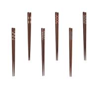 Baguettes Japonaises Lot de Set Réutilisables en Bois, 6 Paires | Style Japonerie Classique, Corps Droit Facile à Prendre en Main, pour Garçon et Filles et Adultes, Usage Quotidien