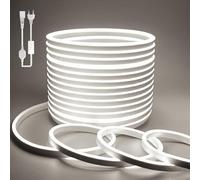 BAGZY Ruban LED Exterieur Etanche 10M Blanc de Bandeau LED 220V Néon Bande Eclairage Lumineuse IP65 de Flexible Imperméable Découpable Intérieure Inclus Adaptateur Secteur pour Chambre Cuisine