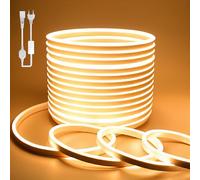 BAGZY Ruban LED Exterieur Etanche 50M Jaune de Bandeau LED 220V Néon Bande Eclairage Lumineuse IP65 de Flexible Imperméable Découpable Intérieure Inclus Adaptateur Secteur pour Chambre Cuisine