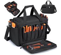 BAGZY Sac a Outils Vide 900D Oxford Sac a Tactiqu 40x30x25cm Valise Sacs Outils Electricien Trousse de Transport d'Épaule Réglable Rangement Plusieurs Poches Sacoche Menuisier Peut être assemblé DIY
