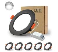 BAGZY Spot Led Encastrable Noir Extra Plat, 5 Pack 7W 700LM = 70W incandescence, IP44, Blanc Froid 6000K, AC 220-240V,Découpe 80-90mm,Rond ultraslim plafond encastré Pour salle de bain,Cuisine,Salon