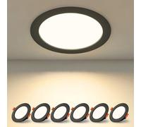 BAGZY Spot LED Encastrables Noir 7W 220V Extra Plats IP44 Blanc Neutre 4000K Lot de 6 Spot LED Plafond Découpe 65-75mm, pour Salle de Bain Cuisine Salon Rond Couloir Éclairage（Modèle sans conducteur）