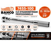 E/D/E Bahco ynamométrique 3/8" 20-100 Nm Quantité:1
