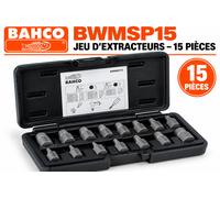 BAHCO BWMSP15 - Jeu d’extracteurs pour écrous et vis endommagés - 15 pièces