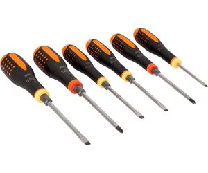 Bahco Ergo Jeu de tournevis d'atelier 6 pièces fente, cruciforme Phillips (BE-9881TB)