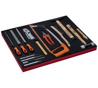 Bahco Fit&Go 3/3 : insert en mousse avec jeu d'outils comprenant une lime, des outils à percussion et une scie à métaux - 15 pièces
