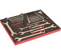 Bahco Fit&Go 3/3, insert en mousse, coffret d'outils comprenant : clés à rochet, clés à douille et clés à double extrémité - 34 pièces.