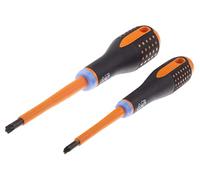 Bahco - Jeu de 2 tournevis ERGO™ isolés VDE à pointe Combi pour vis à fente et Pozidriv - BE-9890S