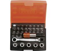 Bahco Jeu de douilles 2058/S26-2 – 26 pièces 1/4" Fente/Phillips/Pozidriv/TORX/6 pans