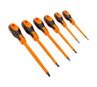 Jeu de tournevis Bahco avec manche bi-matière pour vis à fente, PH1 et PH2, 3-6,5 mm - 6 pièces