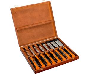Bahco Jeu de ciseaux à bois, 6,10,12,16,18,25,32,36 mm, en boîte bois 424P-S8-EUR (424P-S8-EUR)