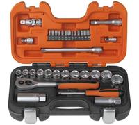 Bahco Jeu de clés à douilles en acier au chrome vanadium 33 pièces 1/4 pouce+ 1 / 8 pouce pour entraînement 4 pans - S330