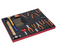 BAHCO Jeu de mètre ruban, outils de frappe et pinces en plateau mousse 3/3