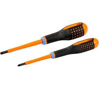 Bahco - Tournevis combiné isolé ERGO ™, lot de deux PZ1 / SL5 et PZ2 / SL6