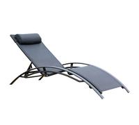 Transat H. 30 cm noir en aluminium L. 179 cm empilable non pliable
