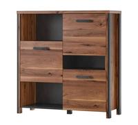 Bahut 110cm collection WINDSOR. Coloris chêne foncé et gris anthracite. 107 Marron
