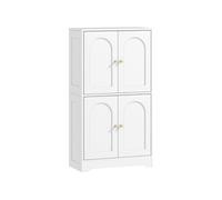 HomCom Buffet cuisine vaisselier 4 portes cintrées, 2 étagères réglables 60x30x110 cm Blanc