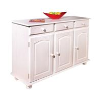 Bahut Bas en Bois Massif "Alienor" 130cm Blanc