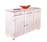 Bahut Bas en Bois Massif ""Alienor"" 130cm Blanc
