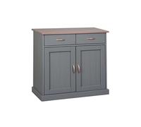 Bahut bas en pin massif fonce et gris - L.80 x H.86 x P.45 cm --