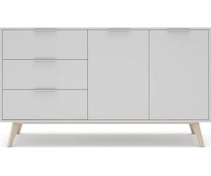 Bahut Campus 2P3T blanc cire blanc 140 x 40 x h81cm