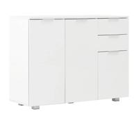Bahut,Commode - Armoire de stockage,Pour cuisine/salon,Buffet Bas Blanc brillant 107x35x80,5 cm@EU16763905