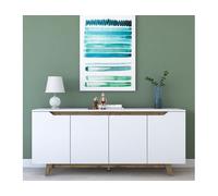 Hanah Home Buffet GD102 1874 - 4 portes - 180 x 45 x 78,6 cm - Blanc/Noyer