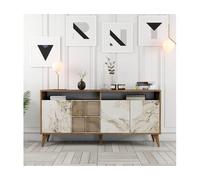 Bahut Milan noyer marbre blanc 160 x 35 x 78cm