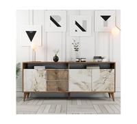 Bahut Milan noyer marbre blanc 180 x 35 x 78cm