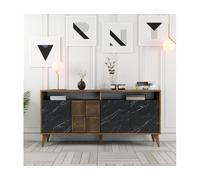 Bahut Milan noyer marbre noir 160 x 35 x 78cm