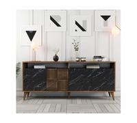 Bahut Milan noyer marbre noir 180 x 35 x 78cm
